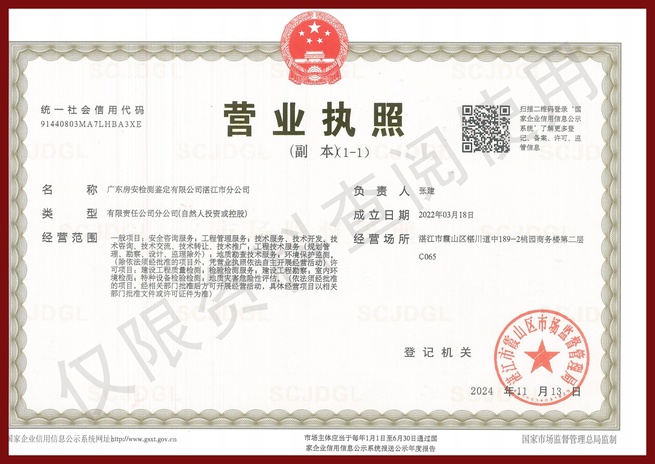 湛江分公司营业执照